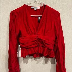 HYFVE Vibrant Red Ruched Blouse